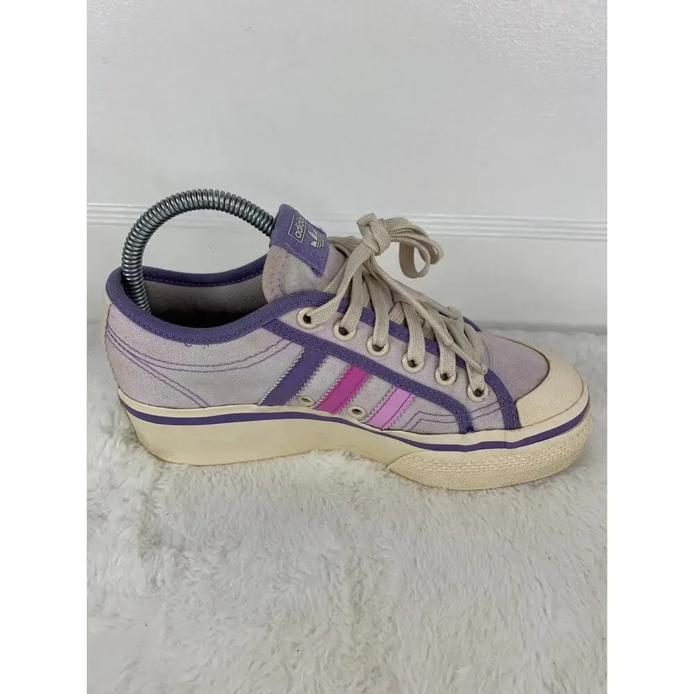 Adidas Nizza Platform Shoes J Almost Pink Pulse Lilac Chunky Sneakers Size 5.5